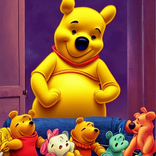 Image similar to winnie the pooh speaks to the national peoples congress of china, award winning photography, extremely detailed, artstation, 8 k, sensual lighting, incredible art, wlop, artgerm