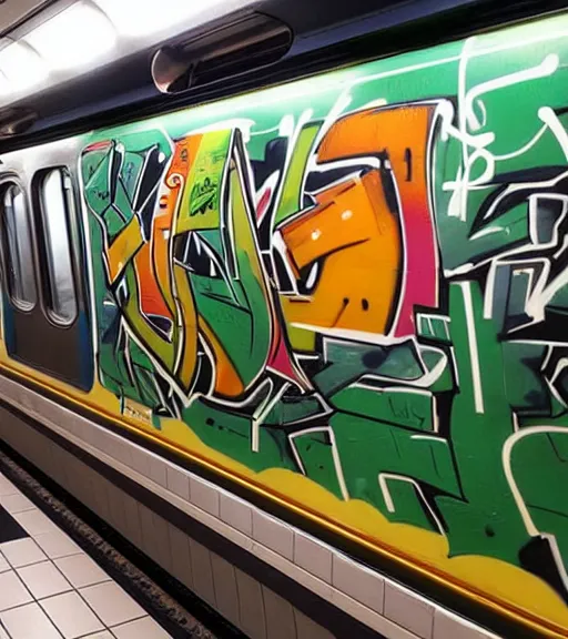 Image similar to graffiti mural on a subway train that says ireland