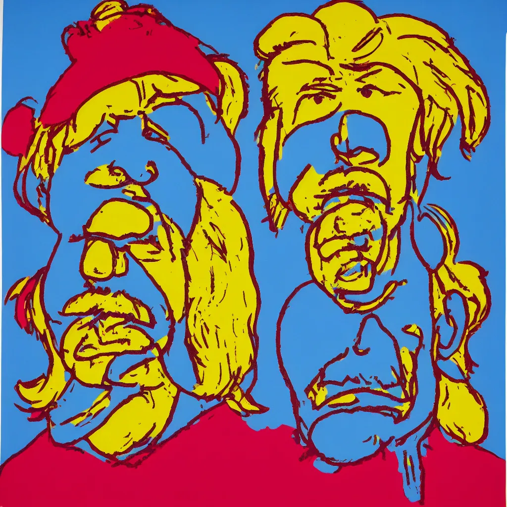 Prompt: a portrait of Asterix painted by Andy Warhol