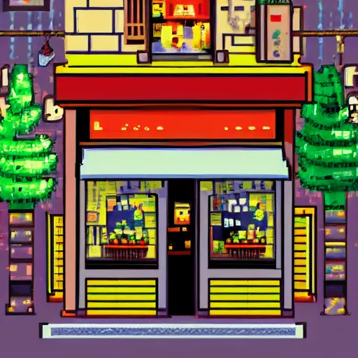 Prompt: an 8 - bit cozy cafe in paris, pixiv, illustration