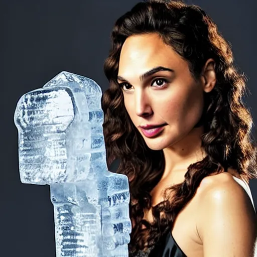 Image similar to portrait of gal gadot as ice sculpture
