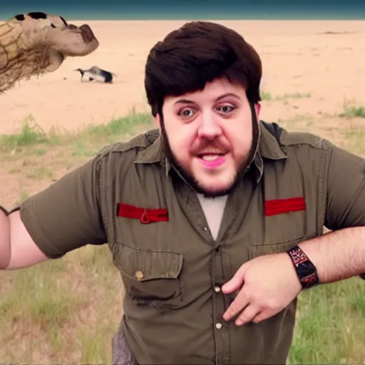 Image similar to youtuber Jontron goes on safari