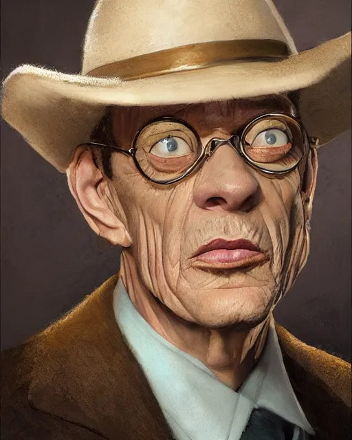 Image similar to portrait of don knotts from incredible mr limpet, character portrait, ultra realistic, concept art, intricate details, highly detailed by greg rutkowski, gaston bussiere, craig mullins, simon bisley