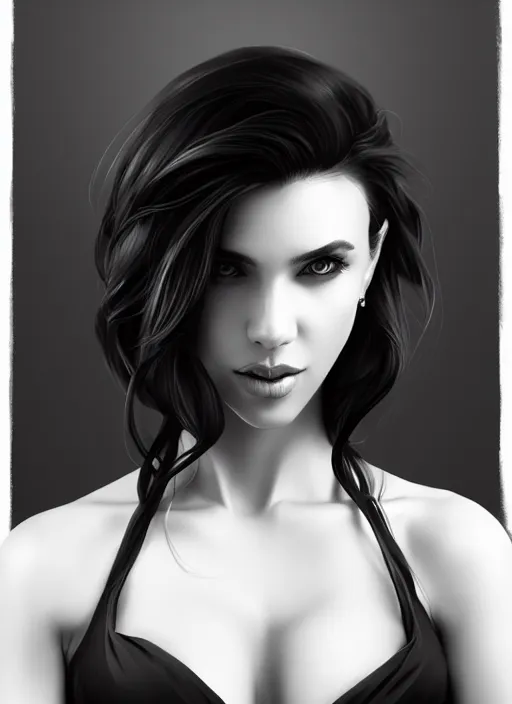 Image similar to full body portrait of a beautiful woman in black and white, photorealistic, art by diego fazio and diegoKoi and artgerm, concept art, hyper sharp focus, 8k highly detailed