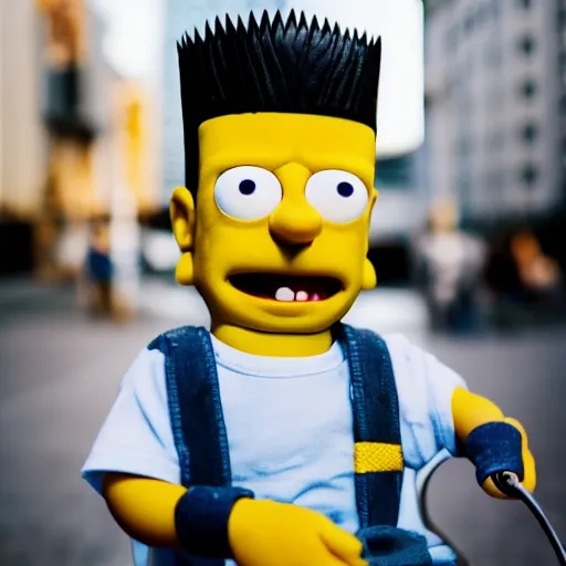 Image similar to bart simpson as a real human, XF IQ4, f/1.4, ISO 200, 1/160s, 8K, RAW, unedited, symmetrical balance, in-frame