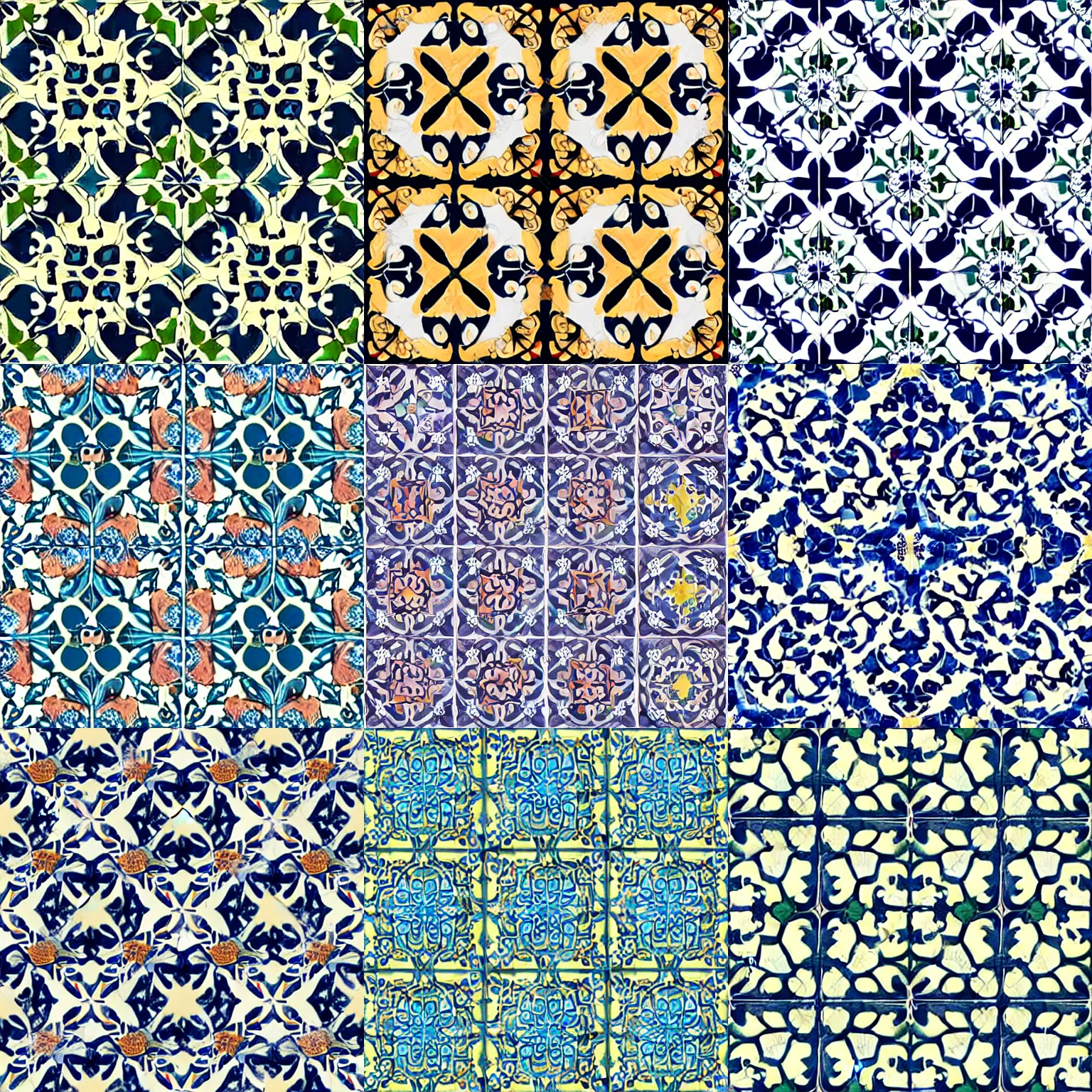 Prompt: Andalusian Tiles with floral pattern, beautiful plants, seamless vintage pattern, decorative