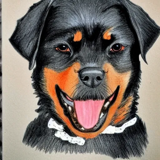 Prompt: rottweiler as a child's drawing