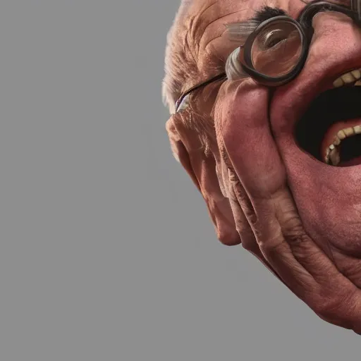 Prompt: perfectly centered portrait photograph of an elderly man trying to scream with no mouth, detailed, terror, ambient lighting, hyper realistic, pop art style, artstation, featured on z brush, 3 5 mm film grain