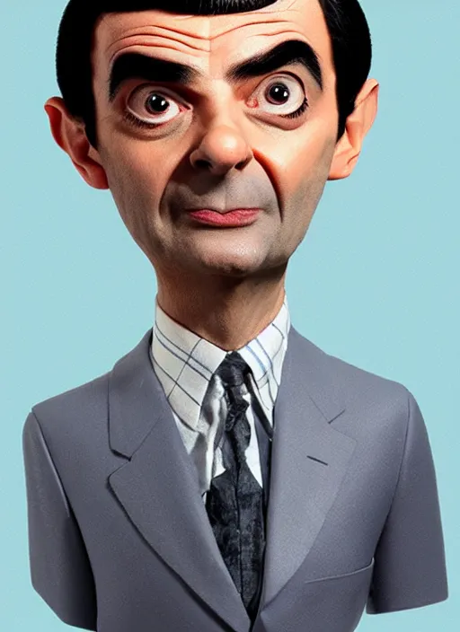 Image similar to Mr bean as spock, detailed, realistic, in the style of Bob ross,