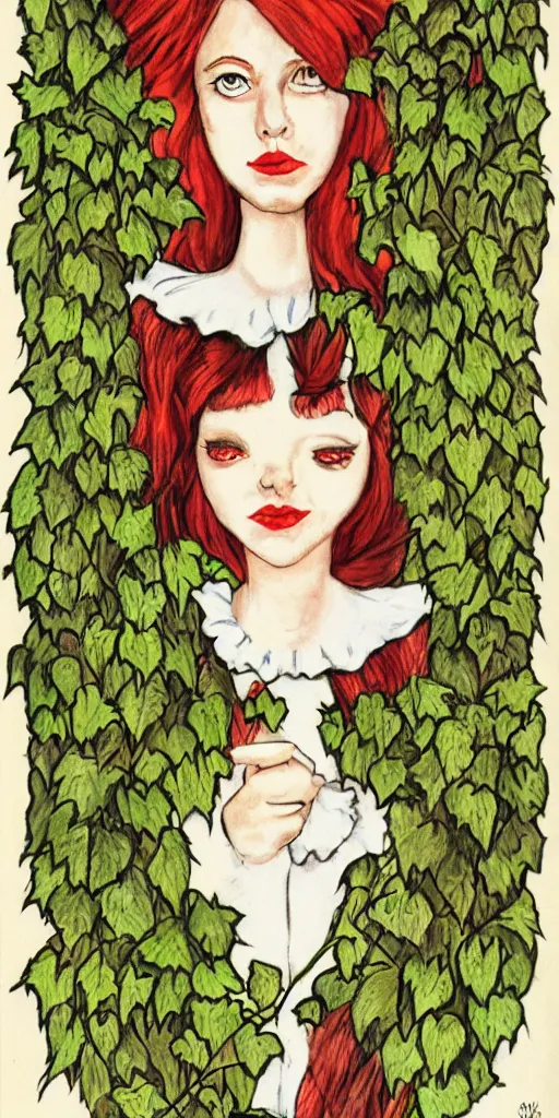 Image similar to alice in wonderland, face, ivy, card, felipe kroll