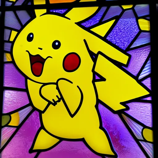 stained glass windows of holy pikachu., Stable Diffusion