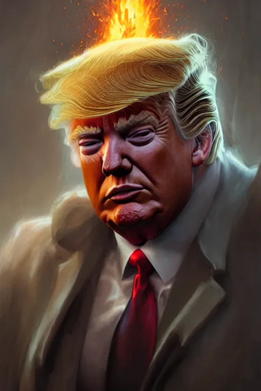 Image similar to character art by bastien lecouffe - deharme, donald trump, absolute chad