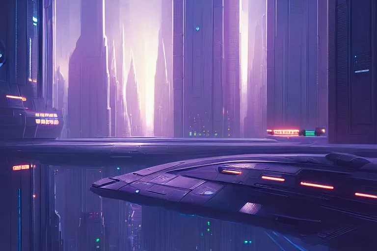 Image similar to a scifi illustration, Night City on Coruscant by filip hodas