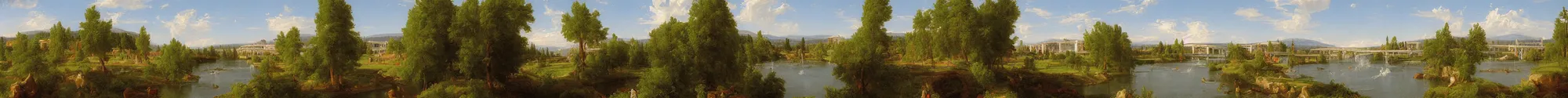 Prompt: spokane riverfront park painting by thomas cole