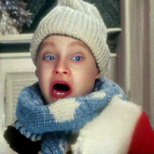 Image similar to Live Action Still of Jerma in Home Alone, real life, hyperrealistic, ultra realistic, realistic, highly detailed, epic, HD quality, 8k resolution, body and headshot, film still