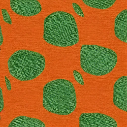 Prompt: fabric texture, orange and green color scheme, florar