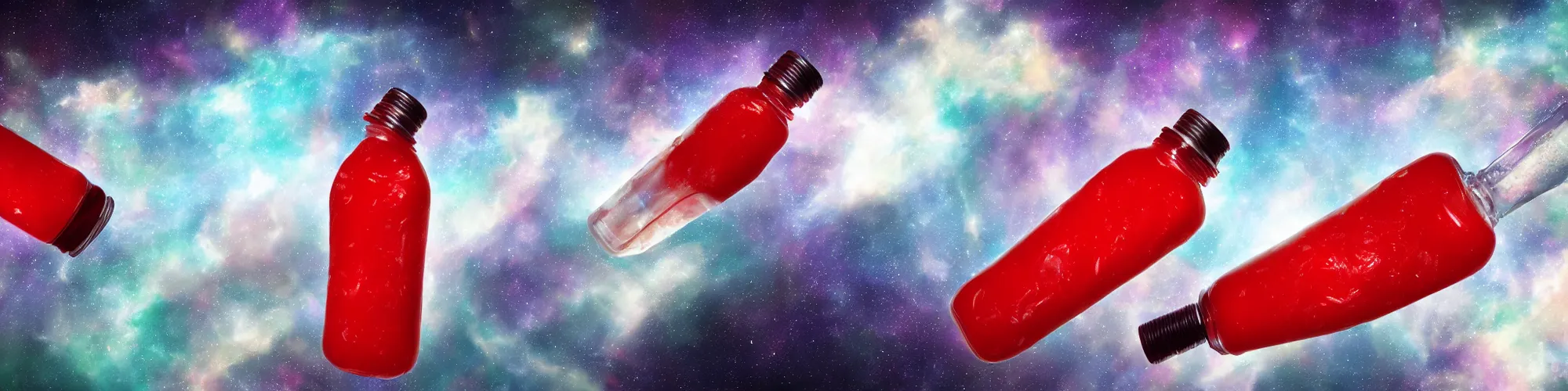 Prompt: The astral plane in a squeeze ketchup bottle. 4k, rendered, art station, HD, HQ