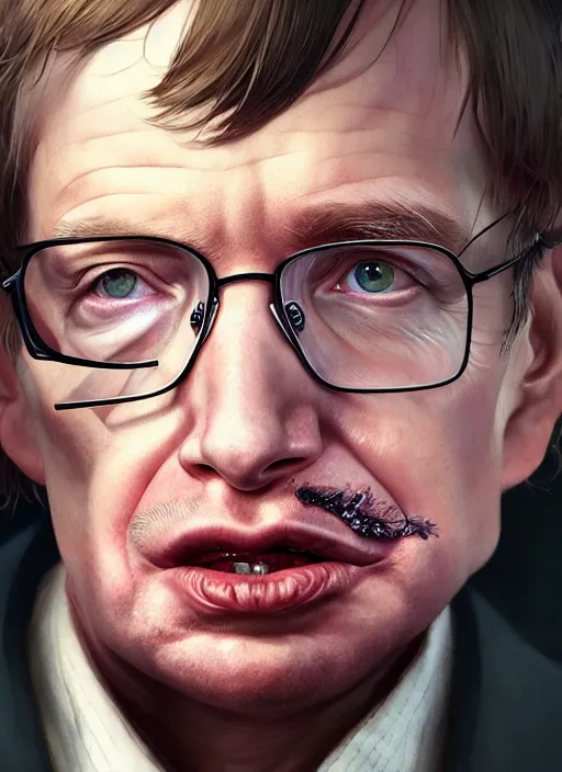 Image similar to highly detailed portrait stephen hawking in gta v, stephen bliss, unreal engine, fantasy art by greg rutkowski, loish, rhads, ferdinand knab, makoto shinkai and lois van baarle, ilya kuvshinov, rossdraws, tom bagshaw, global illumination, radiant light, detailed and intricate environment