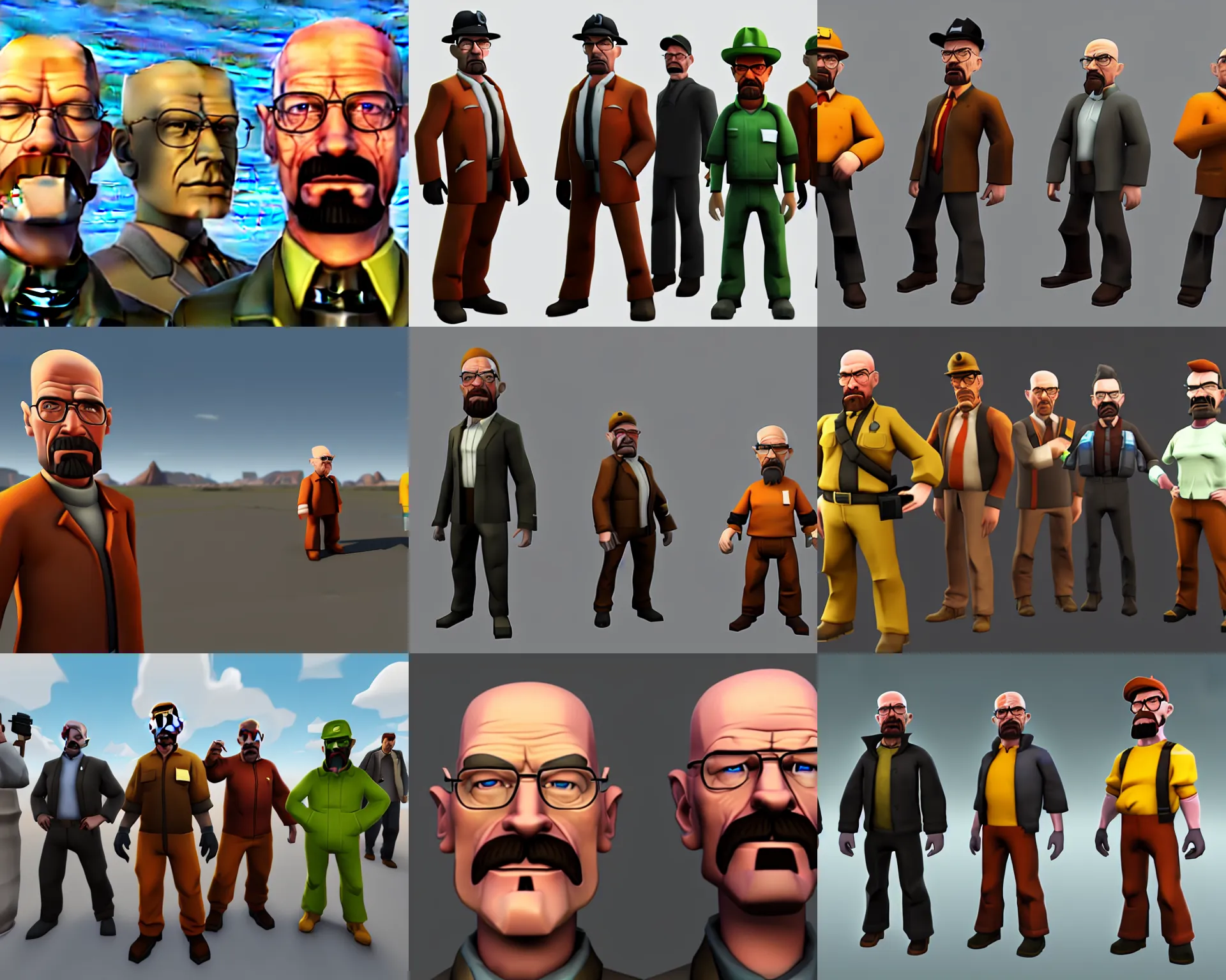 Prompt: team fortress 2 walter white model, rendered in sfm