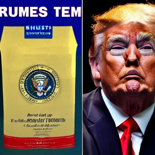 Image similar to trump as six pounds of shit in three pound bag