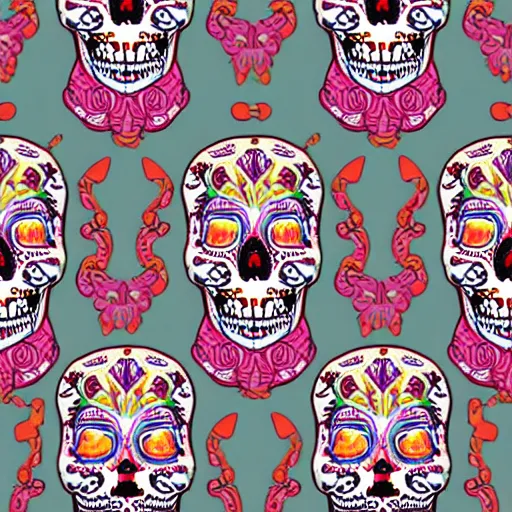 Image similar to distorted calavera seamless pattern