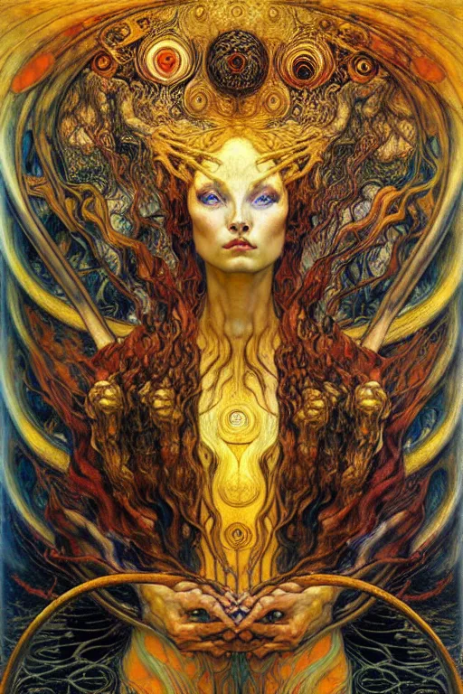 Image similar to Divine Chaos Engine by Karol Bak, Jean Delville, William Blake, Gustav Klimt, and Vincent Van Gogh, symbolist, visionary