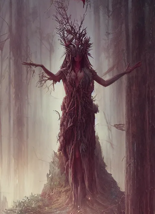 Image similar to A goddess of the forest, trending on Artstation, Greg Rutkowski, Wayne Barlowe