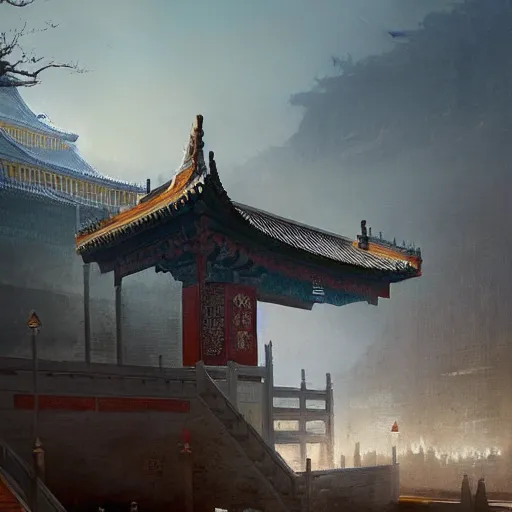 Prompt: Concept art, Beijing, 8k, james gurney, greg rutkowski, john howe, artstation