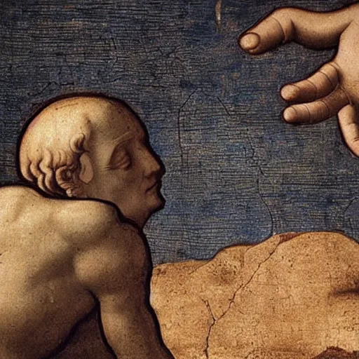 Prompt: the creation of adam by leonardo davinci