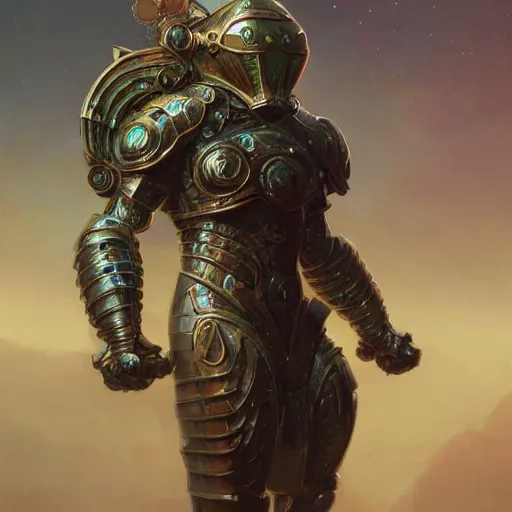 Image similar to anthropomorphized ((seahorse)), galactic crusader, detailed bronze armor, fantasy, intricate, elegant, digital painting, trending on artstation, concept art, sharp focus, illustration by Gaston Bussiere and greg rutkowski, beeple, 4k.