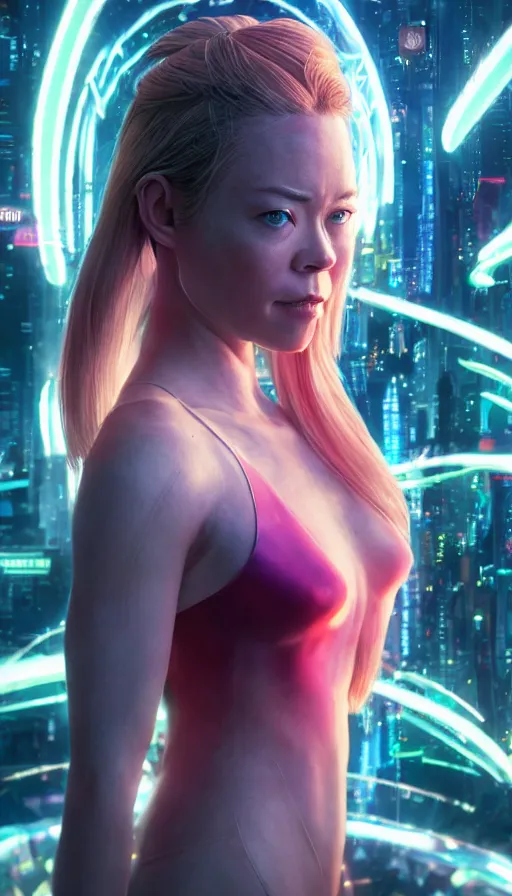 Image similar to kristanna loken, girl, altered carbon, highly detailed surreal neon big in japan vfx portrait of a android, stephen bliss, unreal engine, greg rutkowski, loish, rhads, beeple, makoto shinkai and lois van baarle, ilya kuvshinov, rossdraws, tom bagshaw, global illumination, detailed and intricate environment