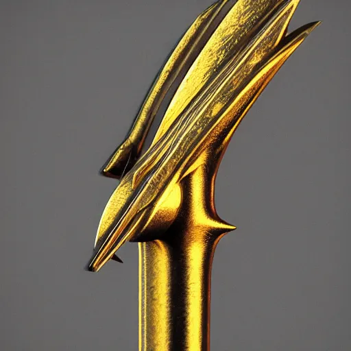 Prompt: max accurate ultra detailed photo portrait of a golden sword, reflection, artstation, realistic, octane rendring, 56k, hyper realistic