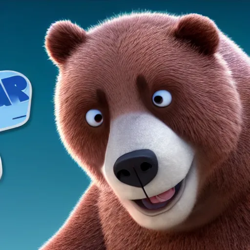 Prompt: a bear as a pixar character, 8 k