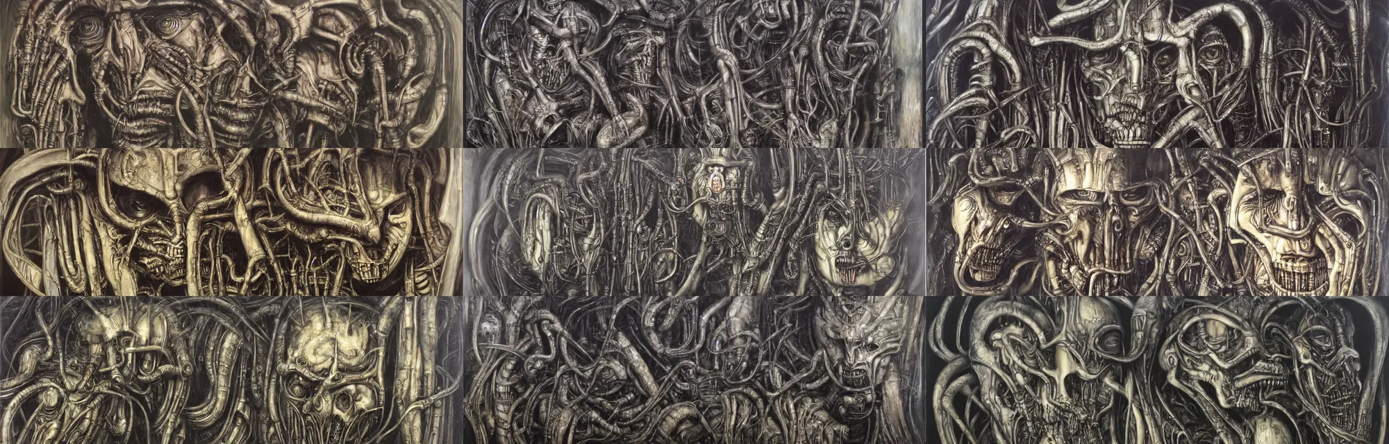 Prompt: H.R. Giger oil painting.
