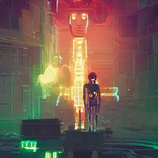 Image similar to colorful digital art of a robot trying to repair the universe, intricate complexity, by greg rutkowski, artgerm, ross tran, conrad roset, takato yomamoto, ilya kuvshinov. 4 k, beautiful, cinematic dramatic atmosphere