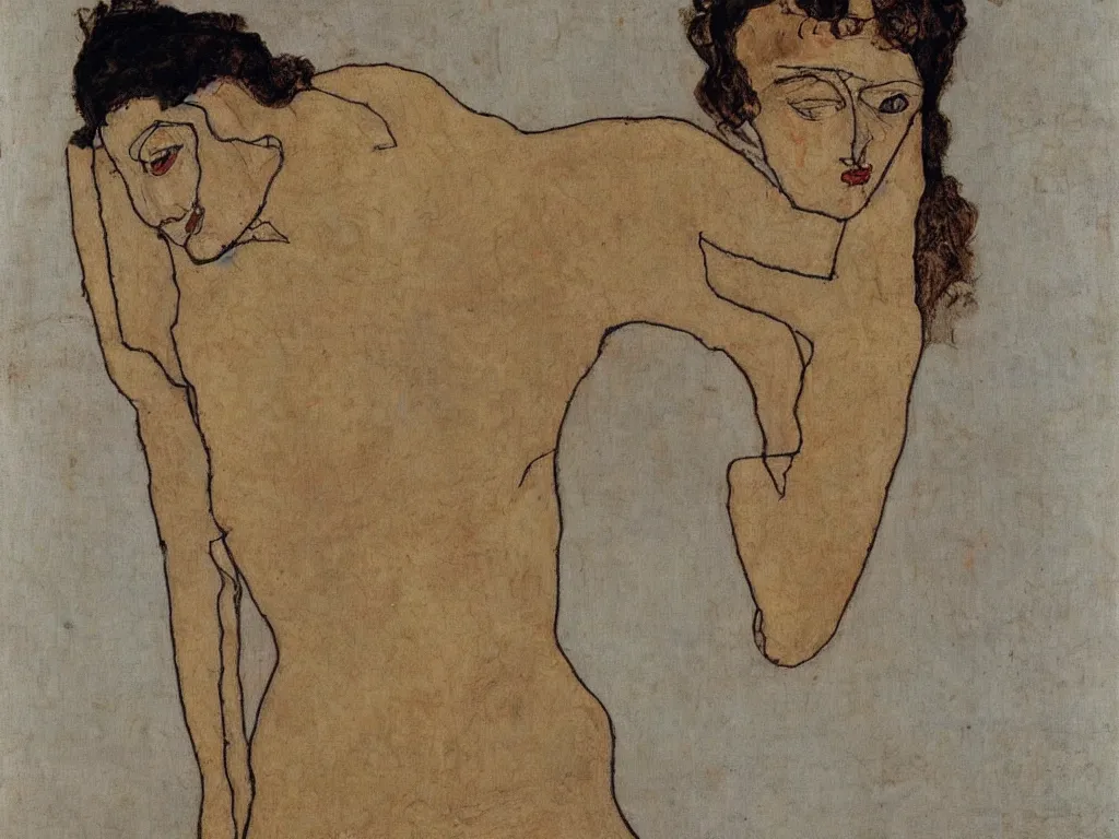 Image similar to Egon Schiele painting of female figure