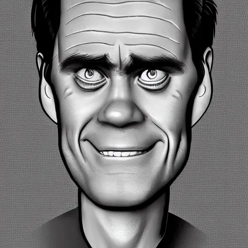 Prompt: jim carrey caricature realism, in the style of paddy boehm!