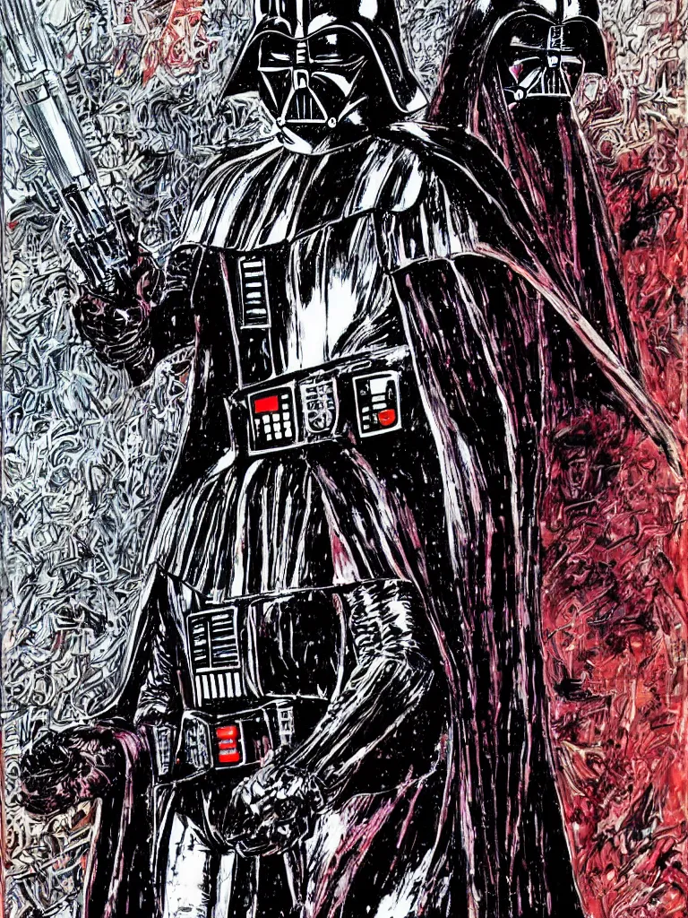 Prompt: Darth Vader by Philippe Druillet