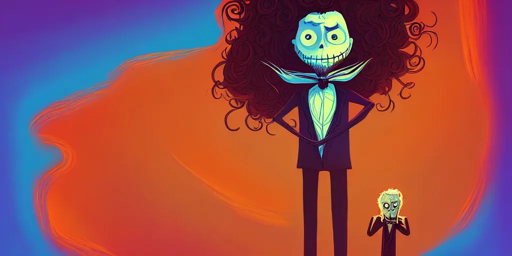 Image similar to curled perspective digital art of curly hair doctor with ginger beard by anton fadeev from nightmare before christmas