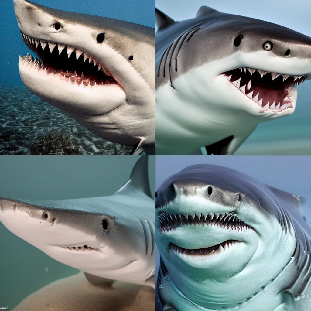 Prompt: very detailed close up shark on color photograph 8k