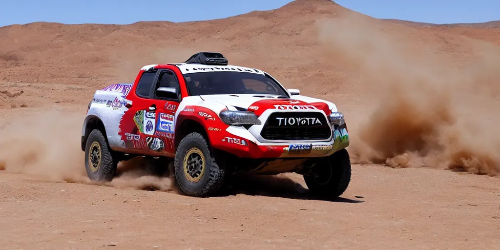 Prompt: Toyota Tacoma Dakar Rally Truck