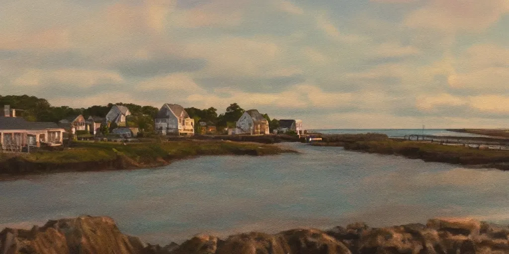 Image similar to South Kingstown Rhode Island, cinematic lighting, detailed oil painting, hyperrealistic, 8k