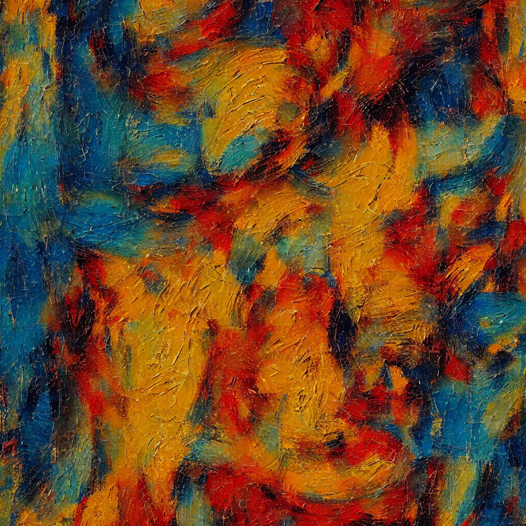 Prompt: Bold abstract high relief texture painted in the style of the old masters, painterly, thick heavy impasto, expressive impressionist style, painted with a palette knife
