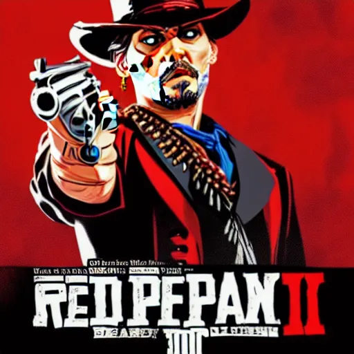 Image similar to Johnny Depp in the style of the Red Dead Redemption 2 cover art