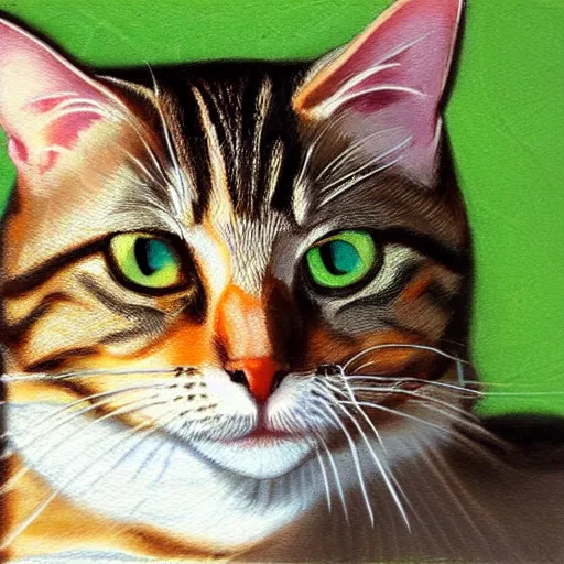 Image similar to tabby cat with green eyes steering a sail boat, trending on artstation