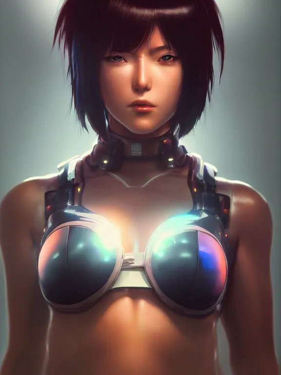 Prompt: portrait art of motoko kusanagi 8 k ultra realistic, lens flare, atmosphere, glow, detailed, intricate, full of colour, cinematic lighting, trending on artstation, 4 k, hyperrealistic, focused, extreme details, unreal engine 5, cinematic, masterpiece