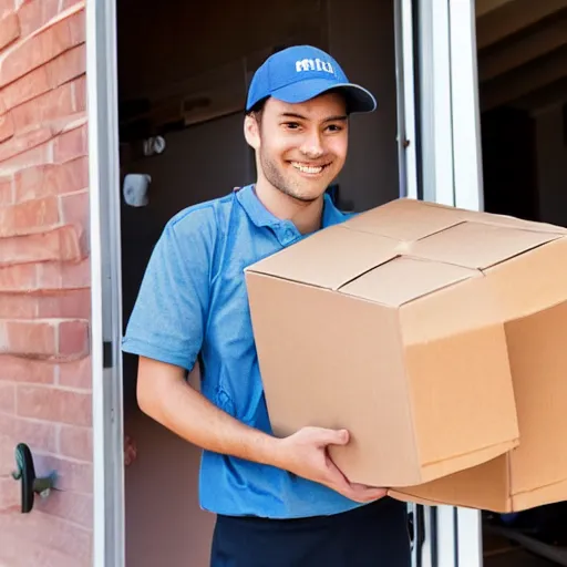 Prompt: A delivery man, delivering food