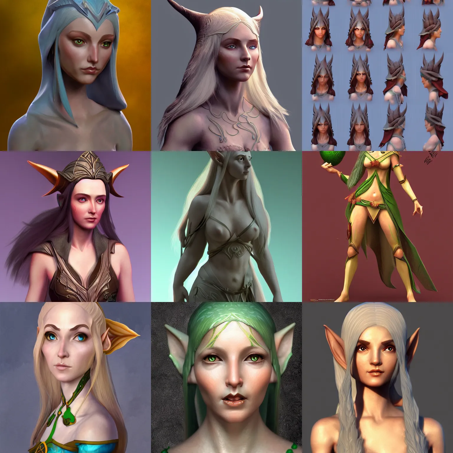 Prompt: A female elf goddess, tolkien, zbrush, digital painting, artstation