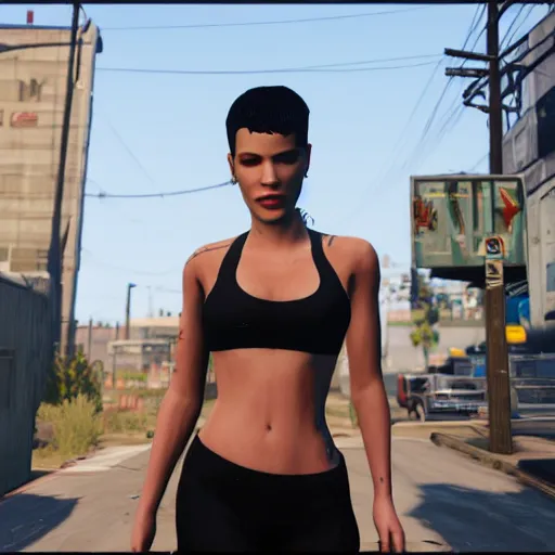 Image similar to Halsey in GTA V, 4k