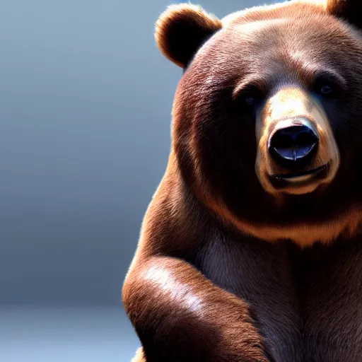Prompt: hyper realistic 4K unreal engine five a bear holding a beignet
